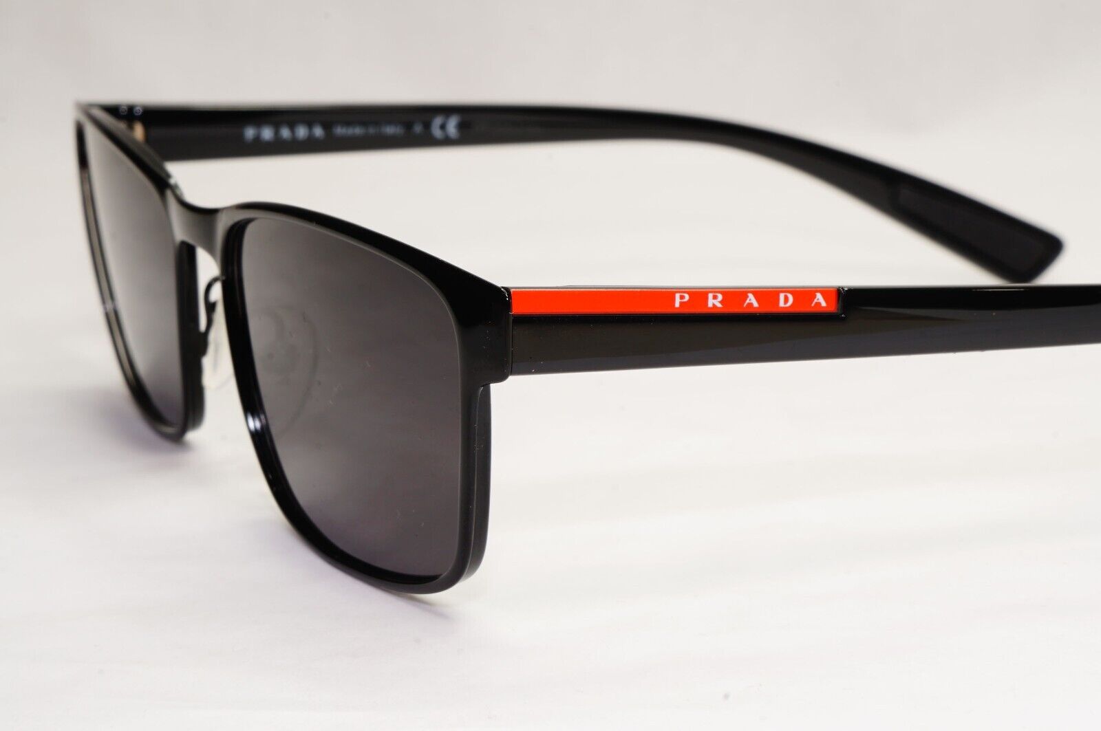 Prada Sunglasses Black Rectangle Square Metal Rim PS50GV VPS 50G 1AB-1O1 55mm