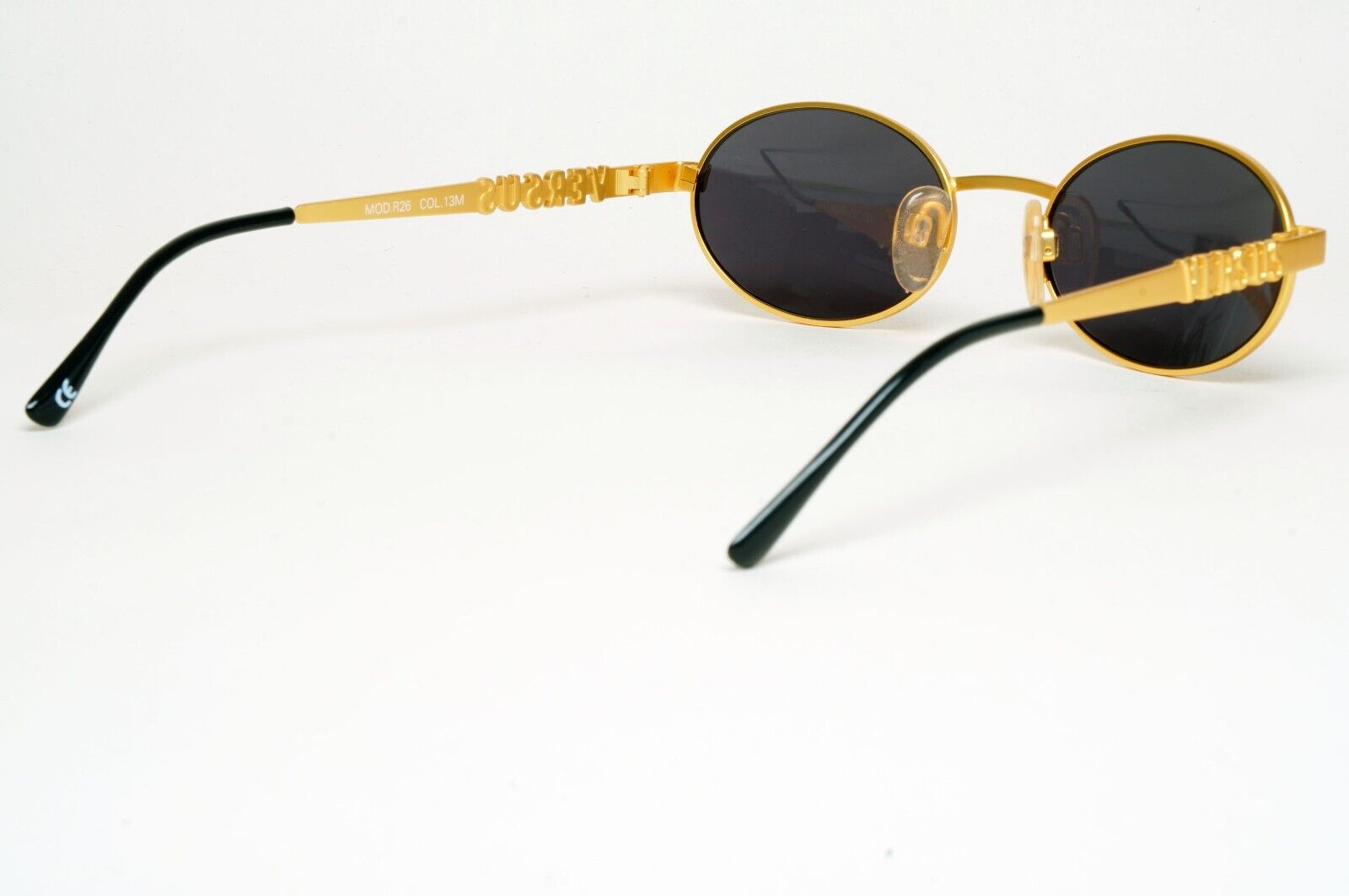 Versus Sunglasses 1996 by Gianni Versace Vintage Gold Black Oval MOD R26 COL 13M