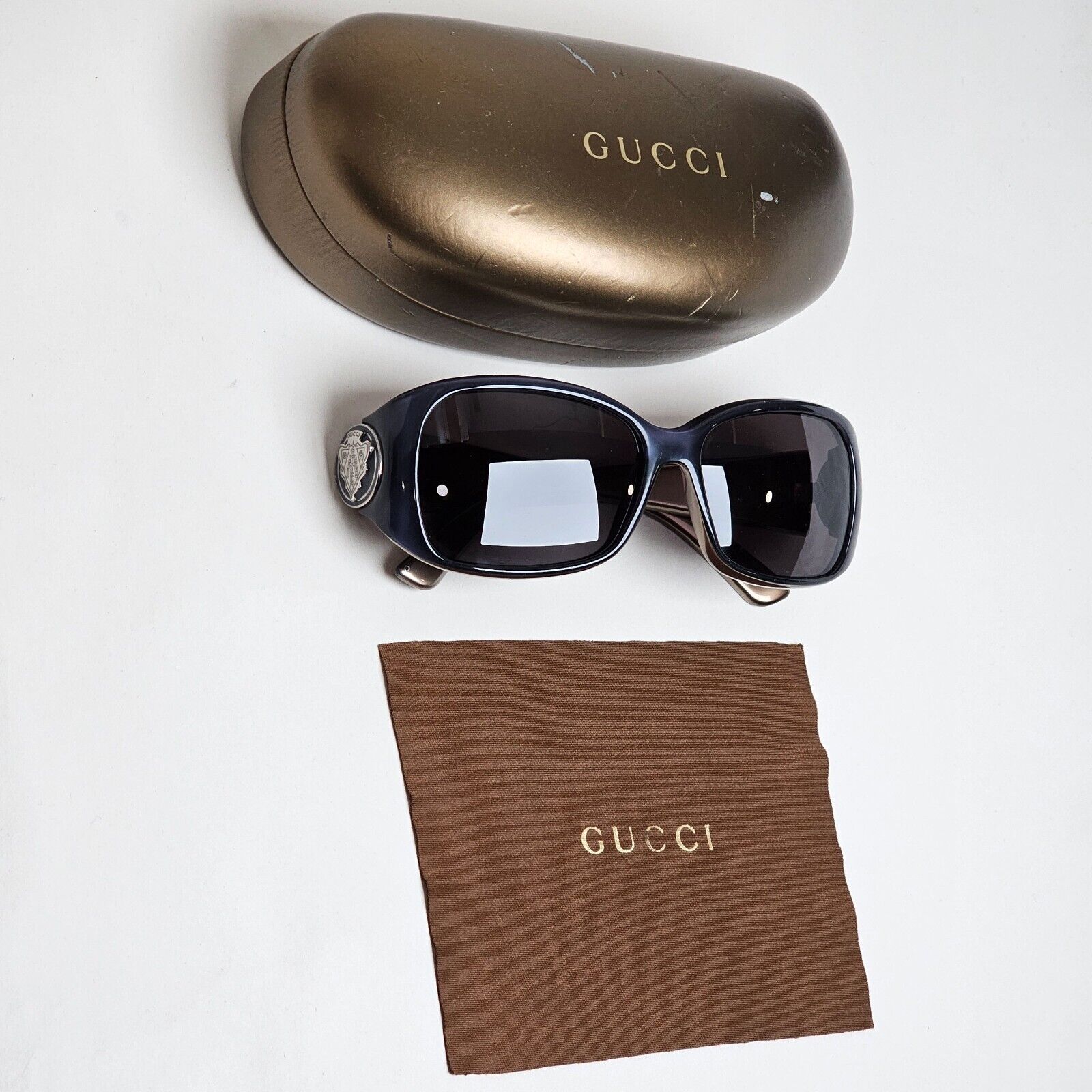 Gucci Sunglasses 2005 Vintage Dark Blue Black Square GG 3026/S OWB7V 56mm 060125