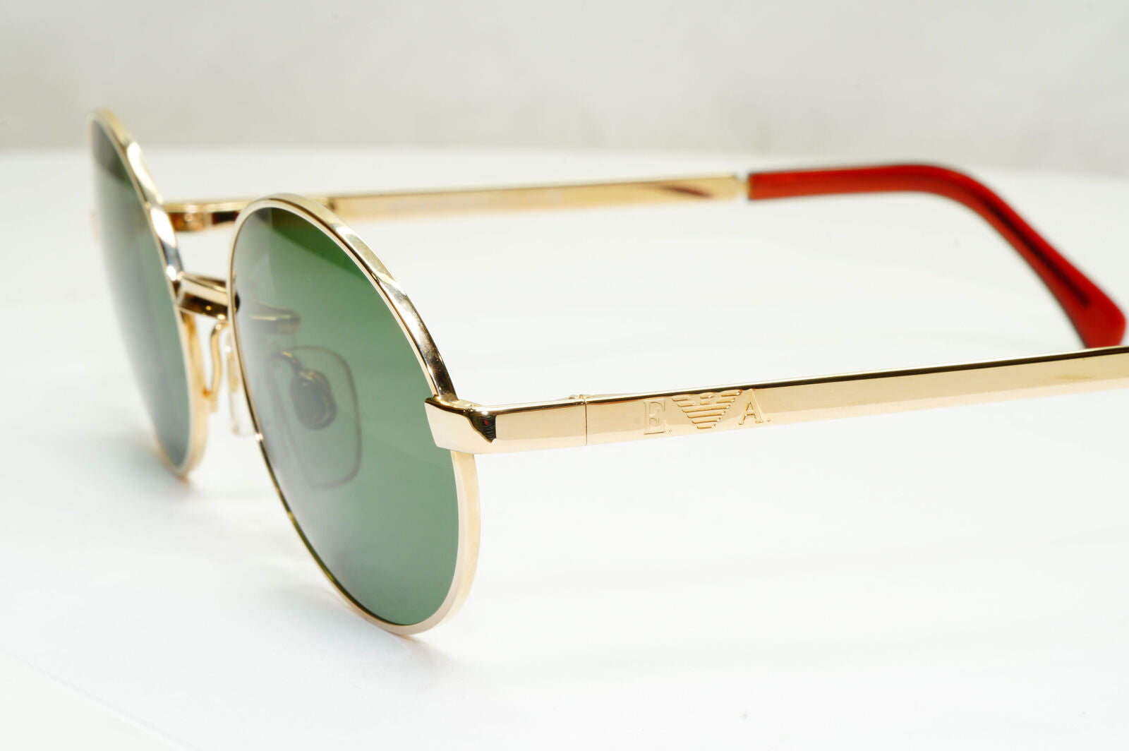 Emporio Armani Sunglasses 1997 Vintage Gold Green Metal Oval 076 743 50mm B