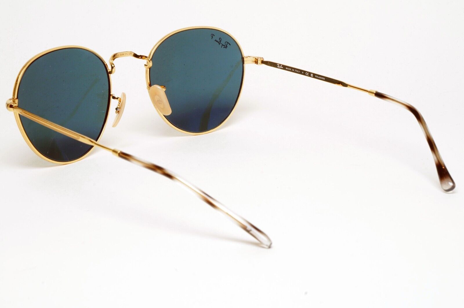 Ray-Ban Sunglasses David  Gold Dark Blue Round RB 3582 001/3R 51mm