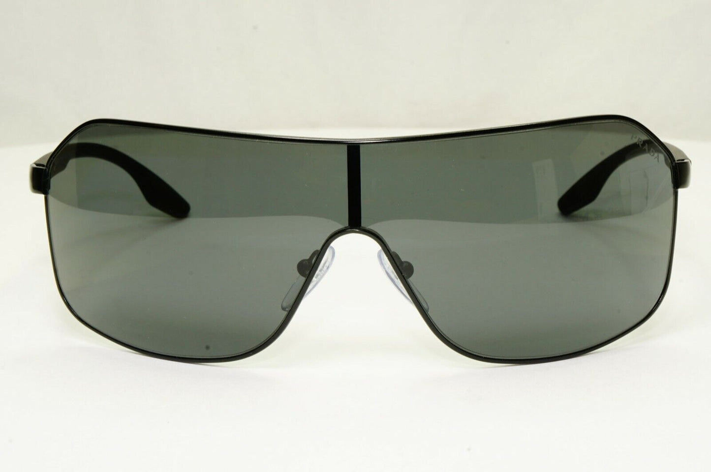 Prada Sunglasses Black Shield Visor Wrap Sport PS53VS SPS 53V 1BO-5S0 Red Stripe