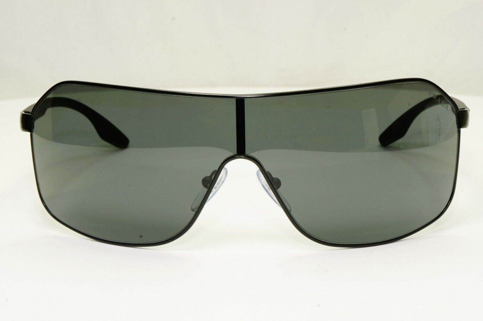 Prada Sunglasses Black Shield Visor Wrap Sport PS53VS SPS 53V 1BO-5S0 Red Stripe