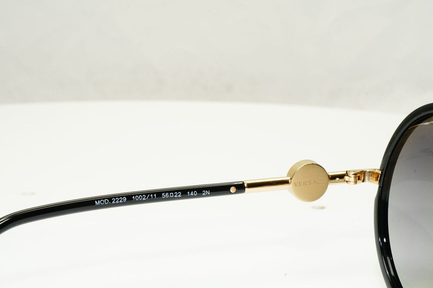 Versace Sunglasses Black Round Gold Medusa Grey Gradient MOD VE 2229 1002/11