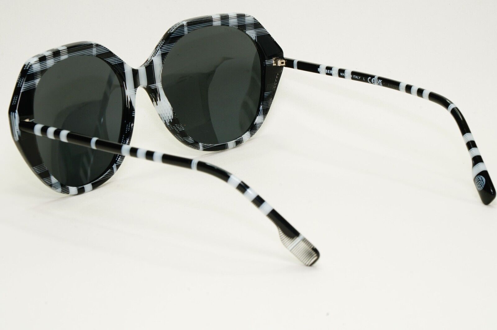 Burberry Sunglasses Black White Grey Check Plaid Vanessa BE 4375 4004/87 55mm