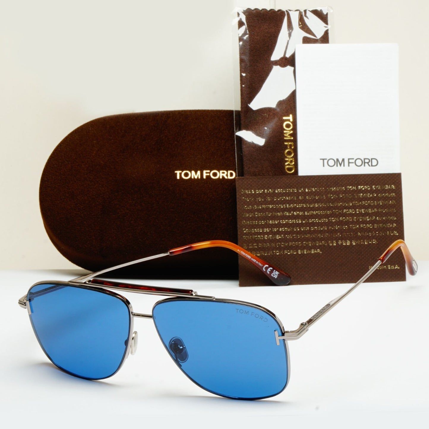 Tom Ford Sunglasses Jaden Blue Ruthenium Navigator Pilot FT1017 TF 1017 14V