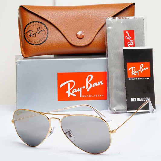 Ray-Ban Sunglasses Aviator Polarised Chromance Gold Silver RB 3025 9196/G3 58mm
