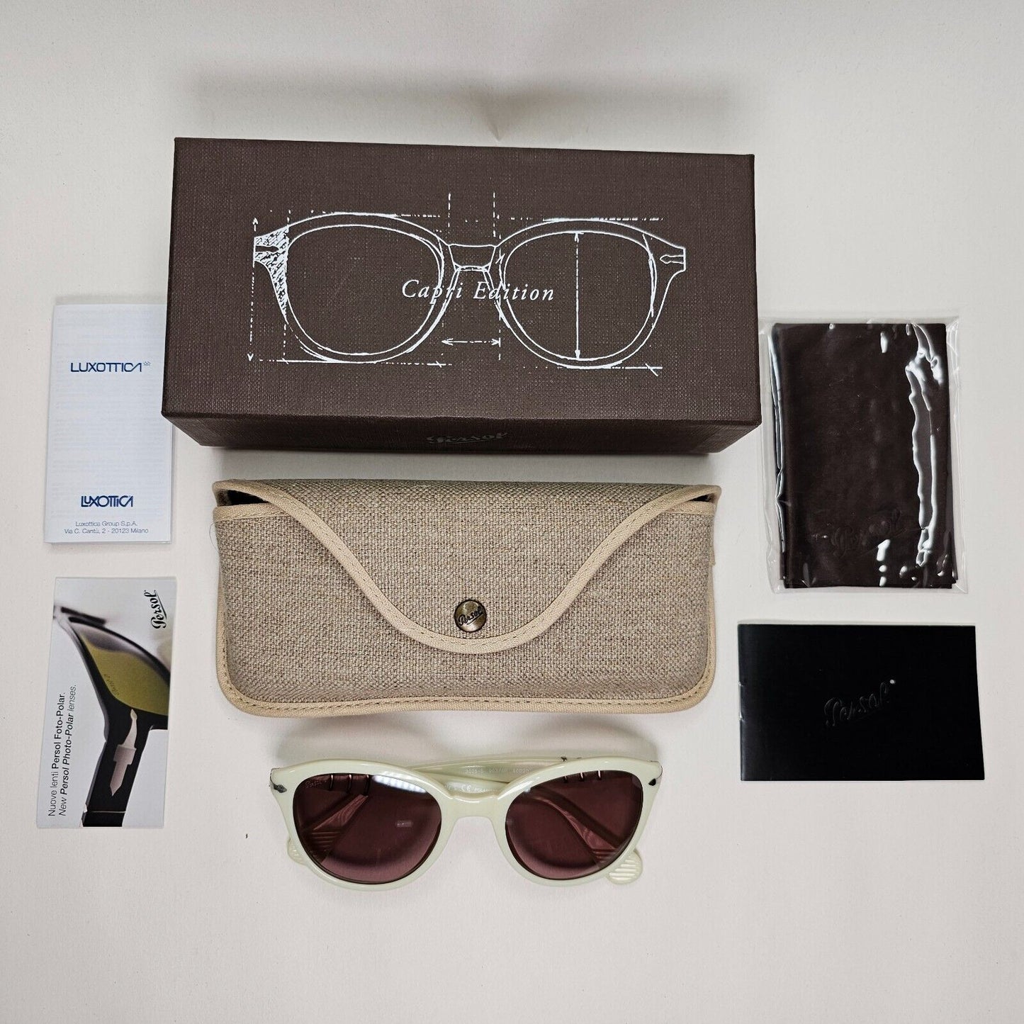 Persol Sunglasses 2012 Capri White Photochromatic Ivory 3025-S 963/4P 50mm