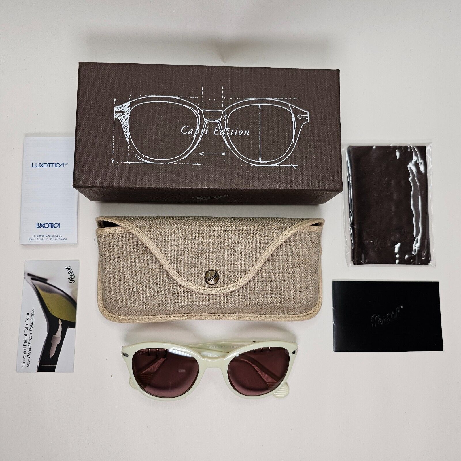 Persol Sunglasses 2012 Capri White Photochromatic Ivory 3025-S 963/4P 50mm