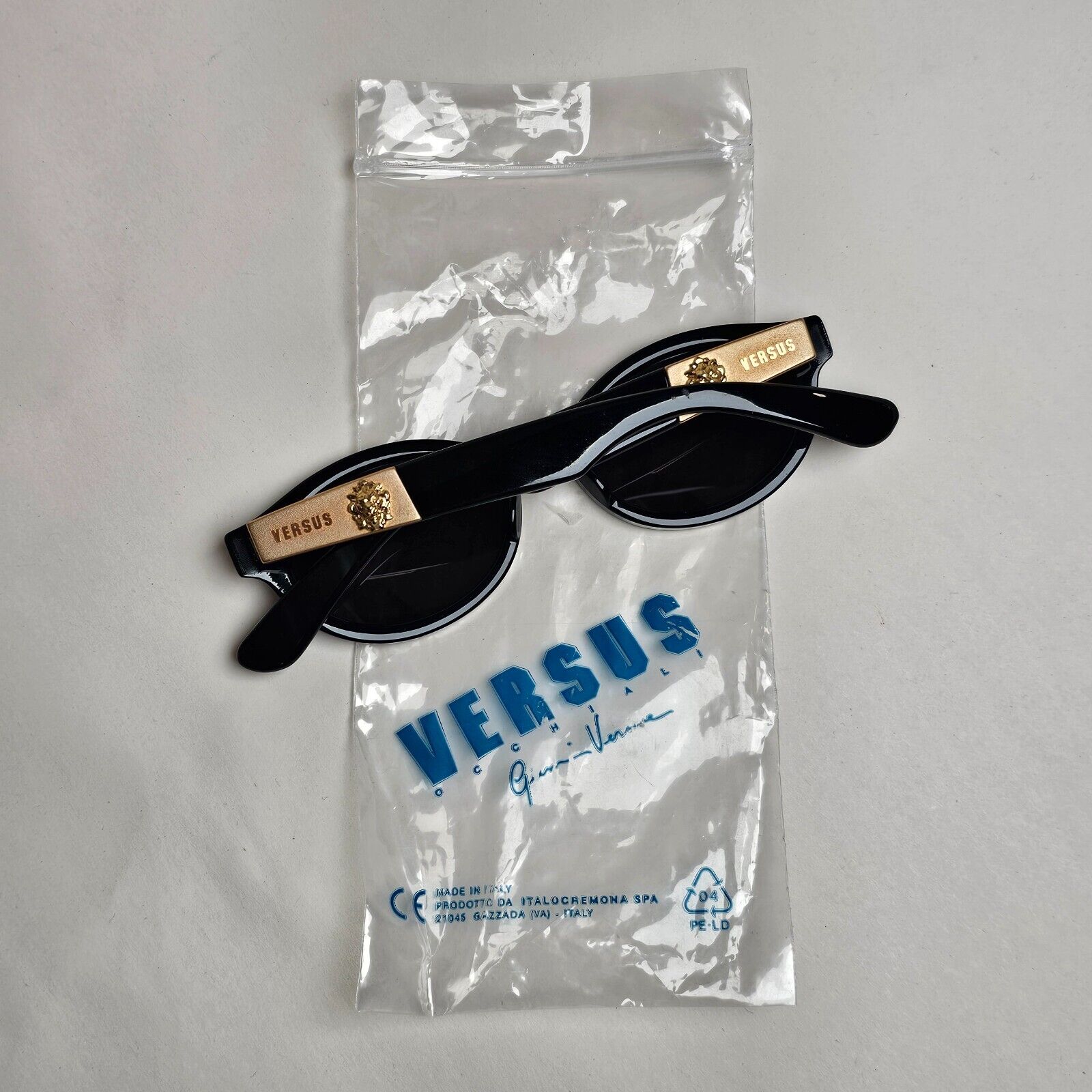 Versus Sunglasses 1996 by Gianni Versace Vintage Gold Lion Black MOD E09 COL 237
