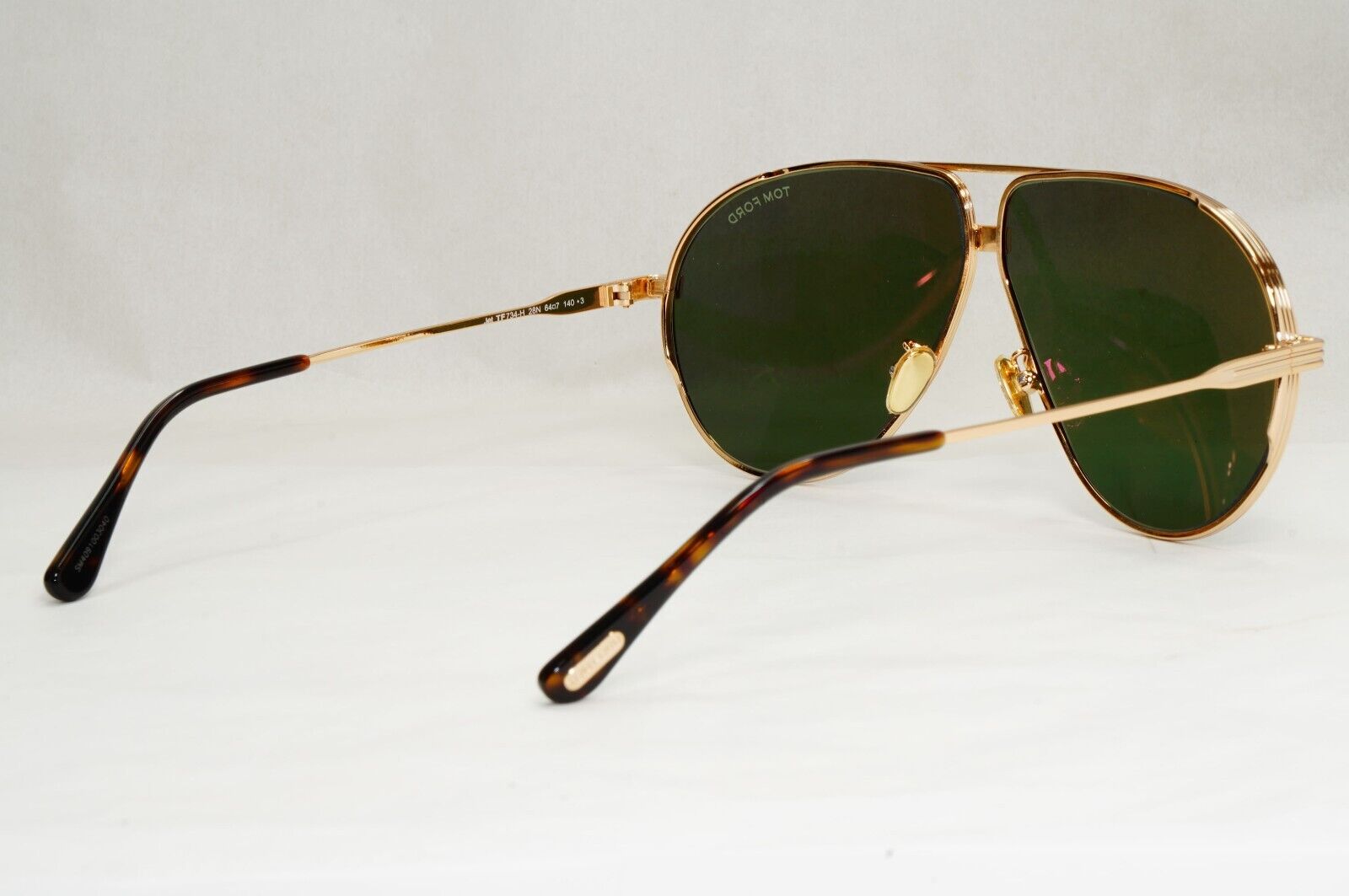 Tom Ford Sunglasses Jet Gold Green Metal Pilot Large FT0734-HTF 734-H 28N 64mm