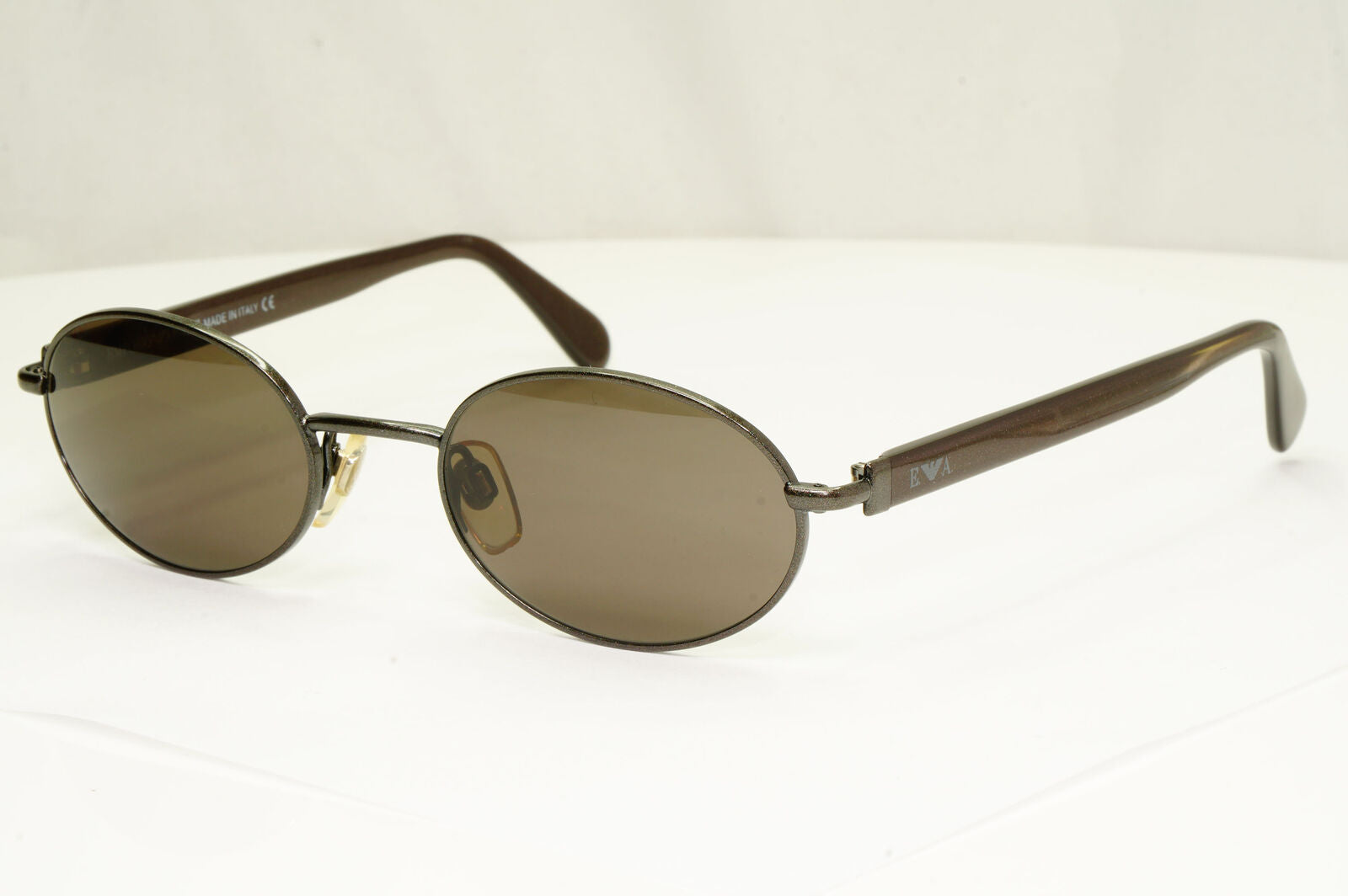 Emporio Armani 1997 Vintage Sunglasses Mens Womens Oval Brown Metal 083-S 1076