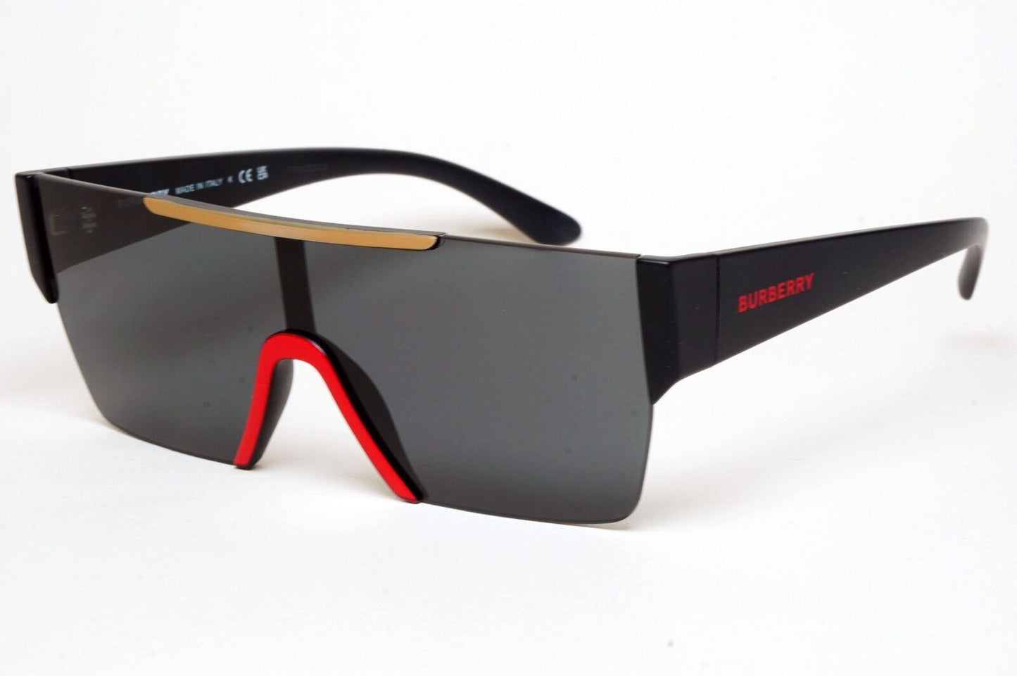 Burberry Sunglasses Black Shield Visor Dark Grey Square BE 4291 3964/87