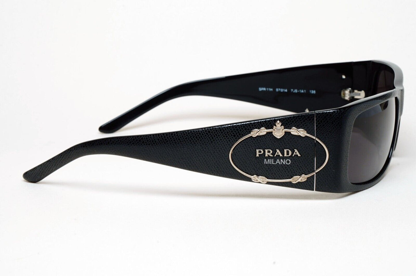 Prada Sunglasses 2007 Vintage Black Saffiano Crest PR11HS SPR 11H 7JS-1A1 070125