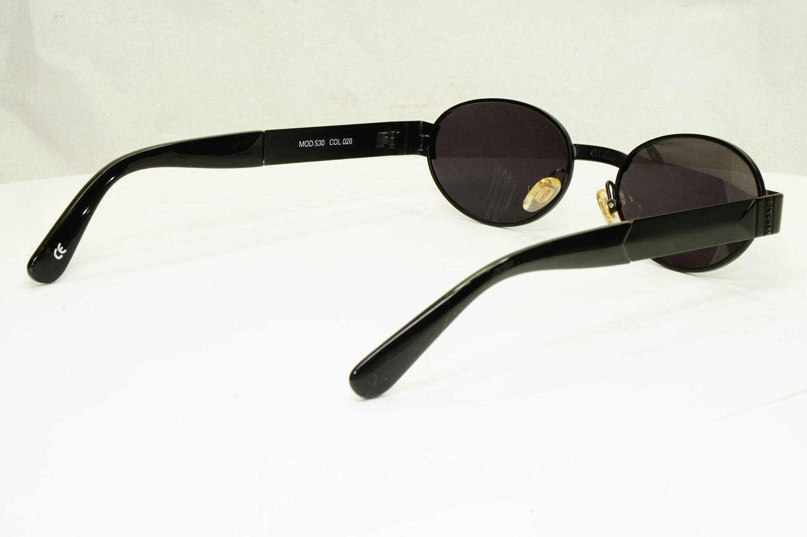 Gianni Versace 1996 Vintage Unisex Black Oval Metal Sunglasses MOD S30 COL 028