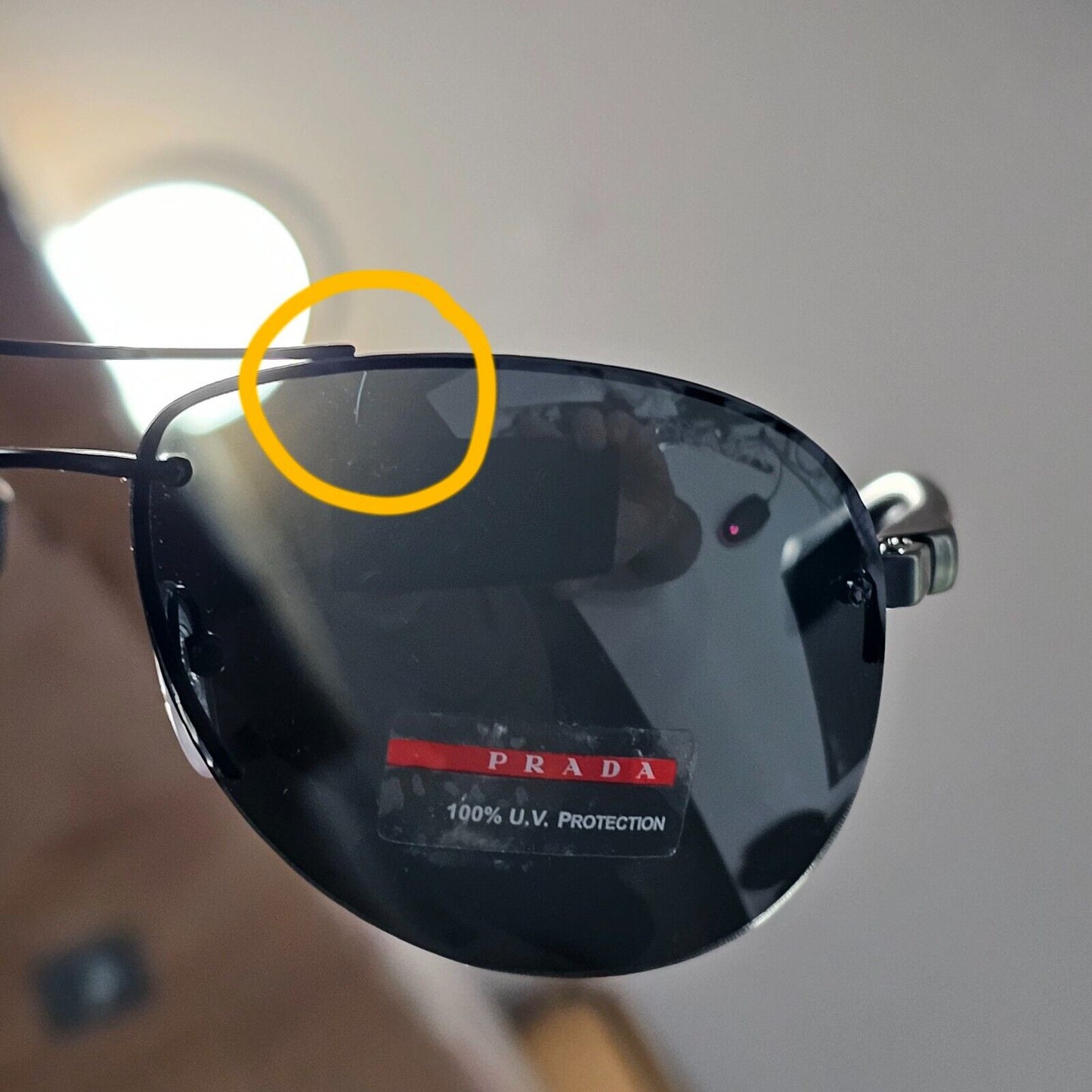 Prada Mens Sunglasses Black Pilot SPS 56M 1BO-1A1 Rossa Red Stripe [D] 38997