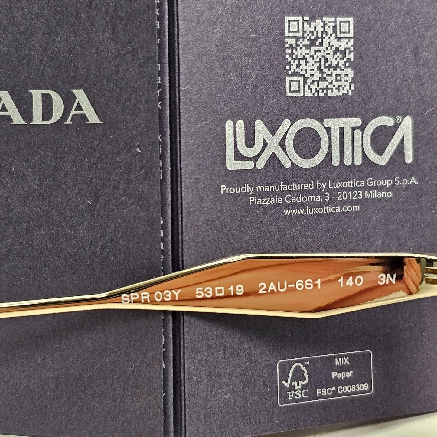 Prada Sunglasses Brown Tortoiseshell Gradient Gold PR03YS SPR 03Y 2AU-6S1 53mm