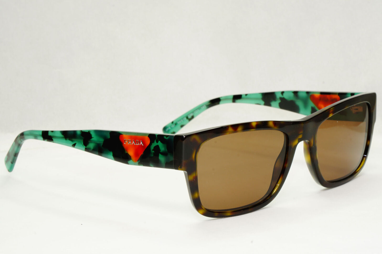Prada Sunglasses Brown Green Triangle Logo Havana PR15YV VPR 15Y 23B-1O1 54mm