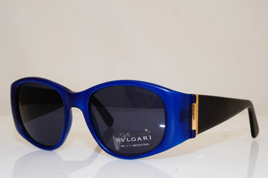 Authentic BVLGARI Mens Womens Vintage Sunglasses Blue Square GOLD 802 905 26247