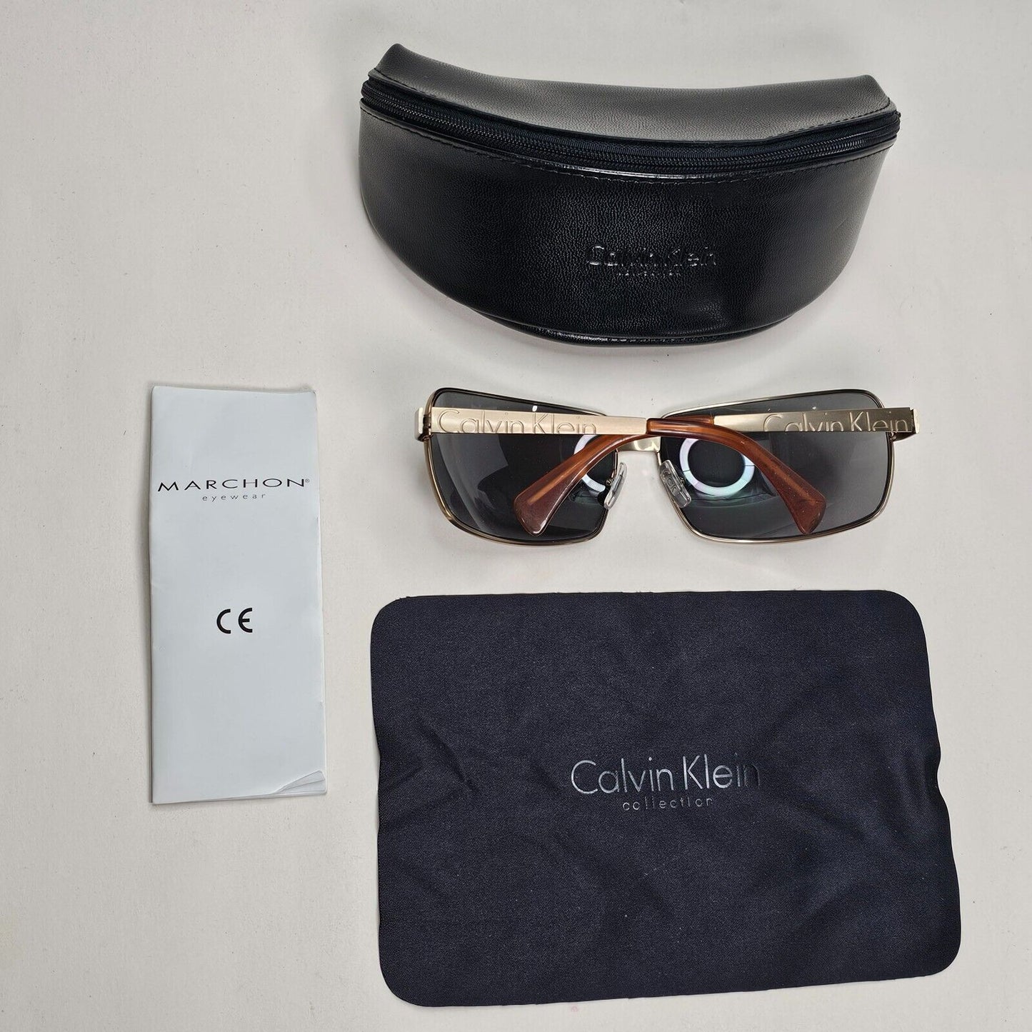 Calvin Klein Sunglasses 2005 Vintage Bronze Grey Metal Wrap 466S 501 121124