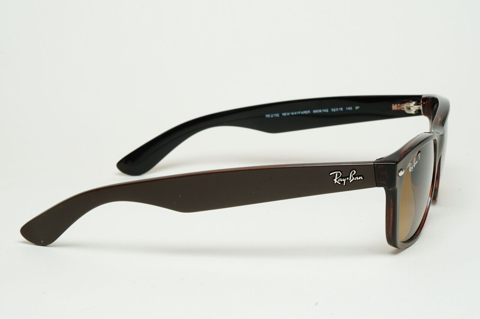 Ray-Ban Sunglasses Polarised New Wayfarer Brown Matte RB 2132 6608/M2 52mm