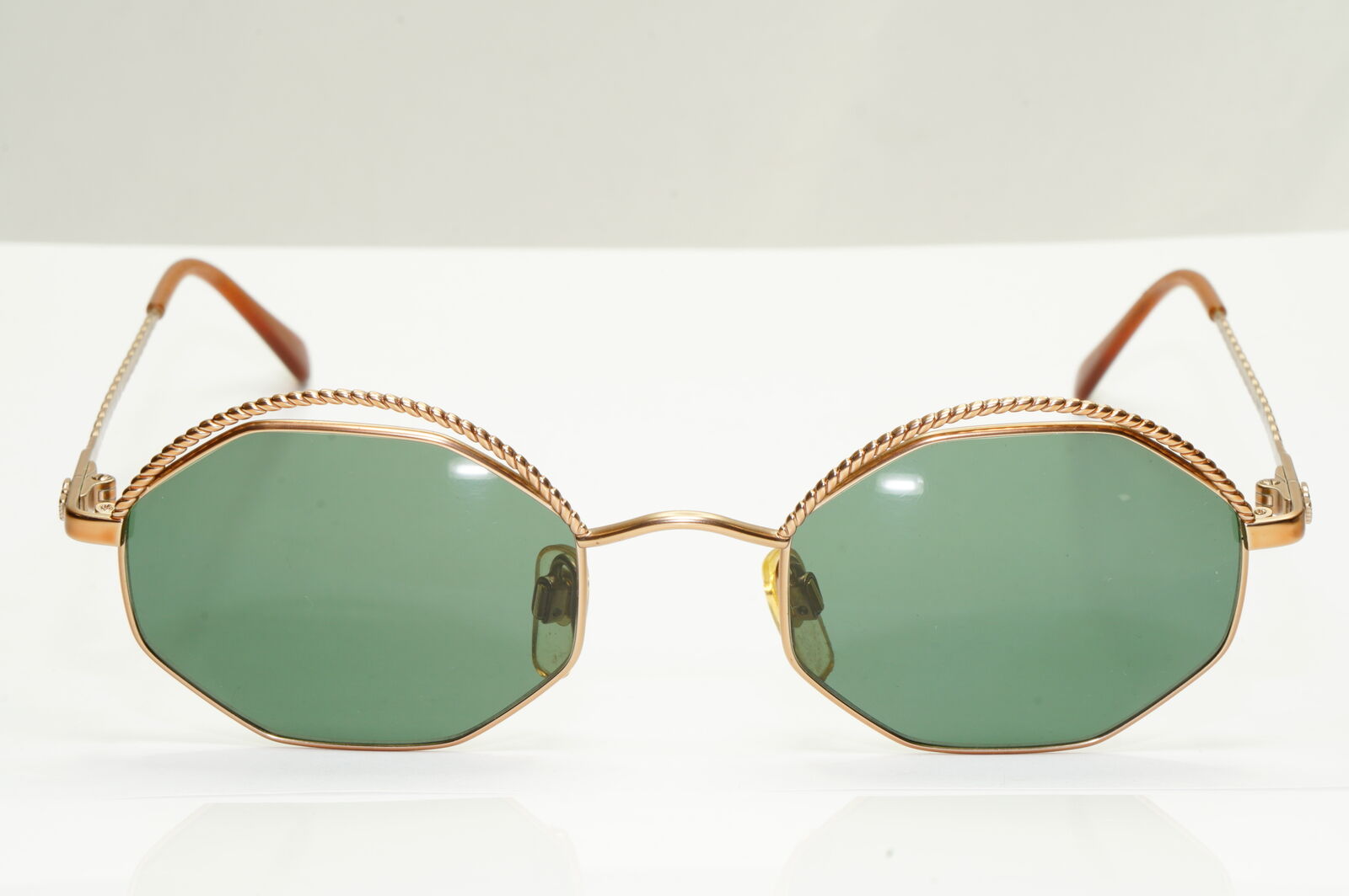 Emporio Armani Sunglasses 1997 Vintage Hexagonal Braid Gold Green 032-S 816/21