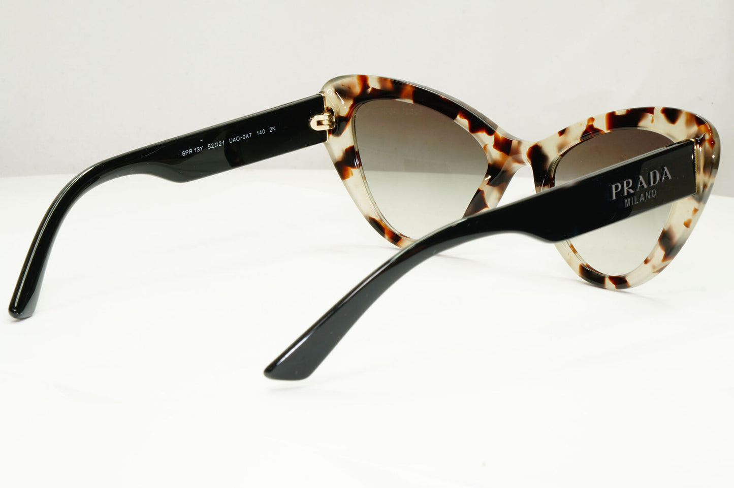 Prada Marble Brown Sunglasses Milano Havana Grey Cat Eye PR13YS SPR 13Y UAO-0A7