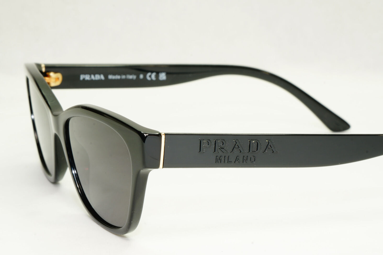 Prada Sunglasses Black Glossy Rectangle Fashion PR03WV VPR 03W 1AB-1O1 51mm