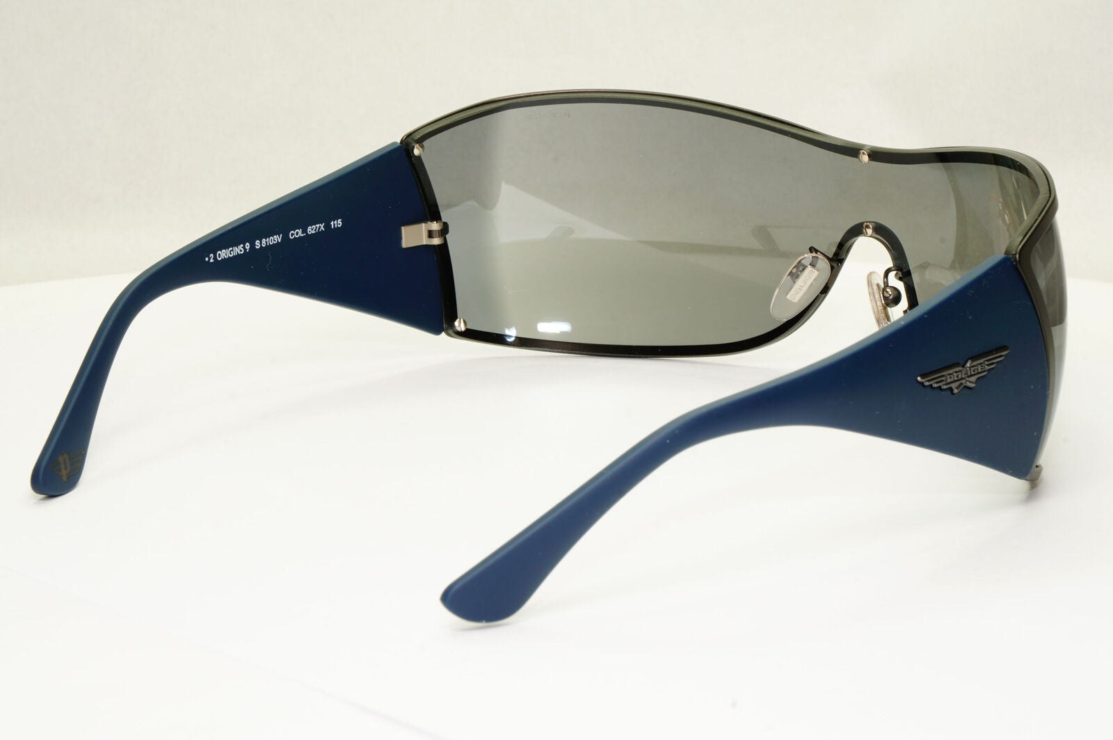 Police Sunglasses Silver Shield Visor Large Blue Origins 9 S8103V COL 627X