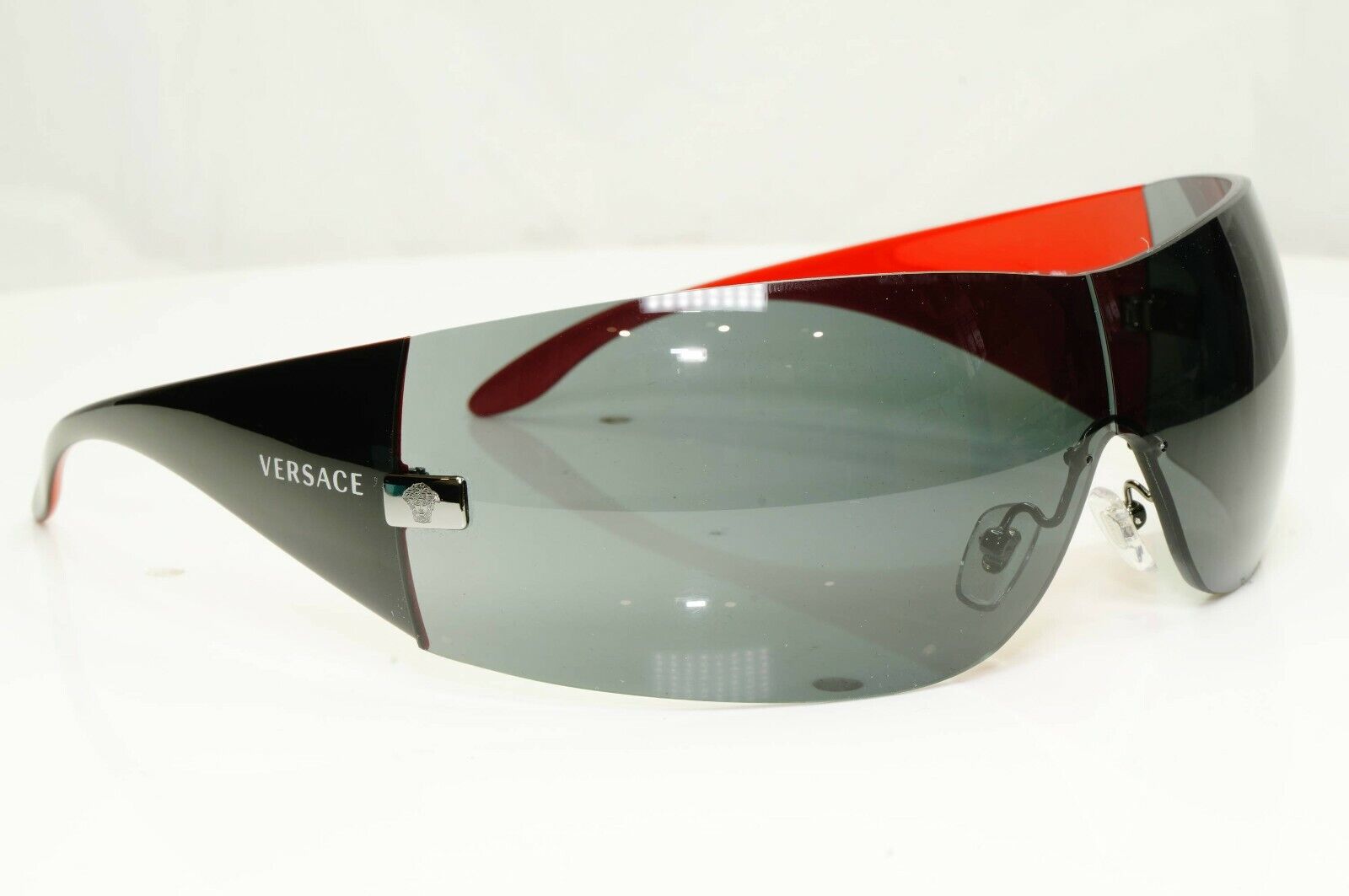 Authentic Versace Sunglasses Black Shield Mens Womens Visor Ski 2054 1001/87