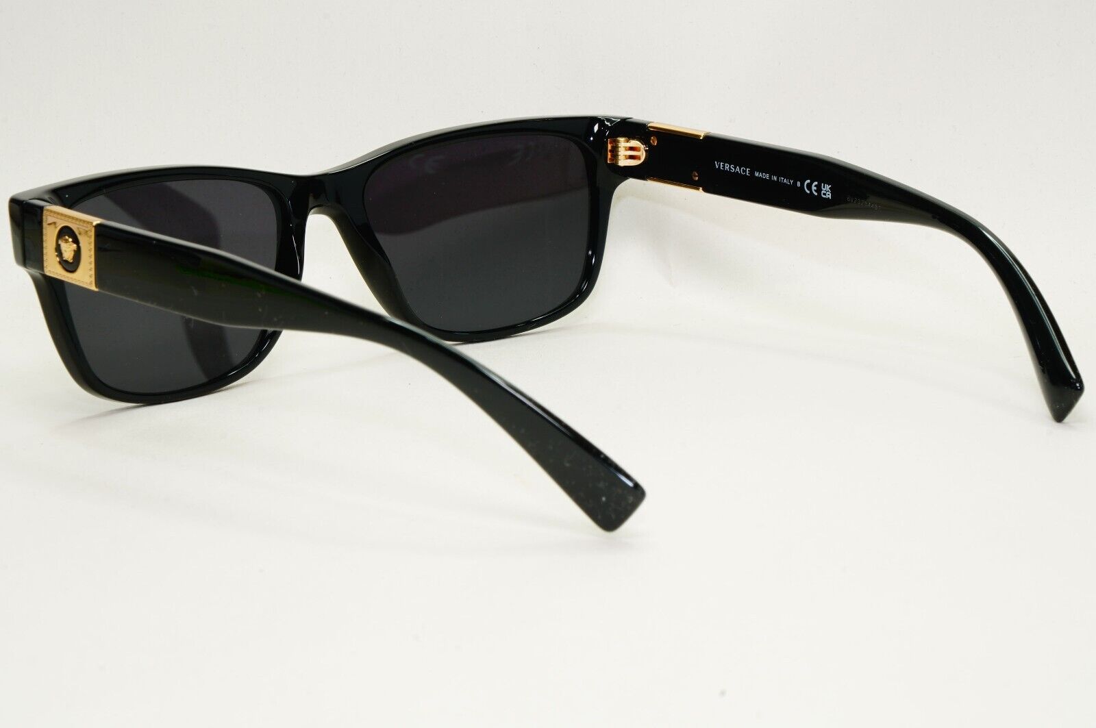 Versace Sunglasses Black Gold Medusa Square Glossy MOD VE 3295 GB1 56mm