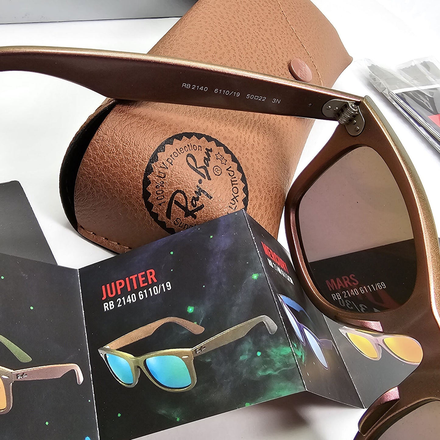 Ray-Ban Sunglasses Wayfarer Cosmo Jupiter Metallic Pink Brown RB 2140 6110/19
