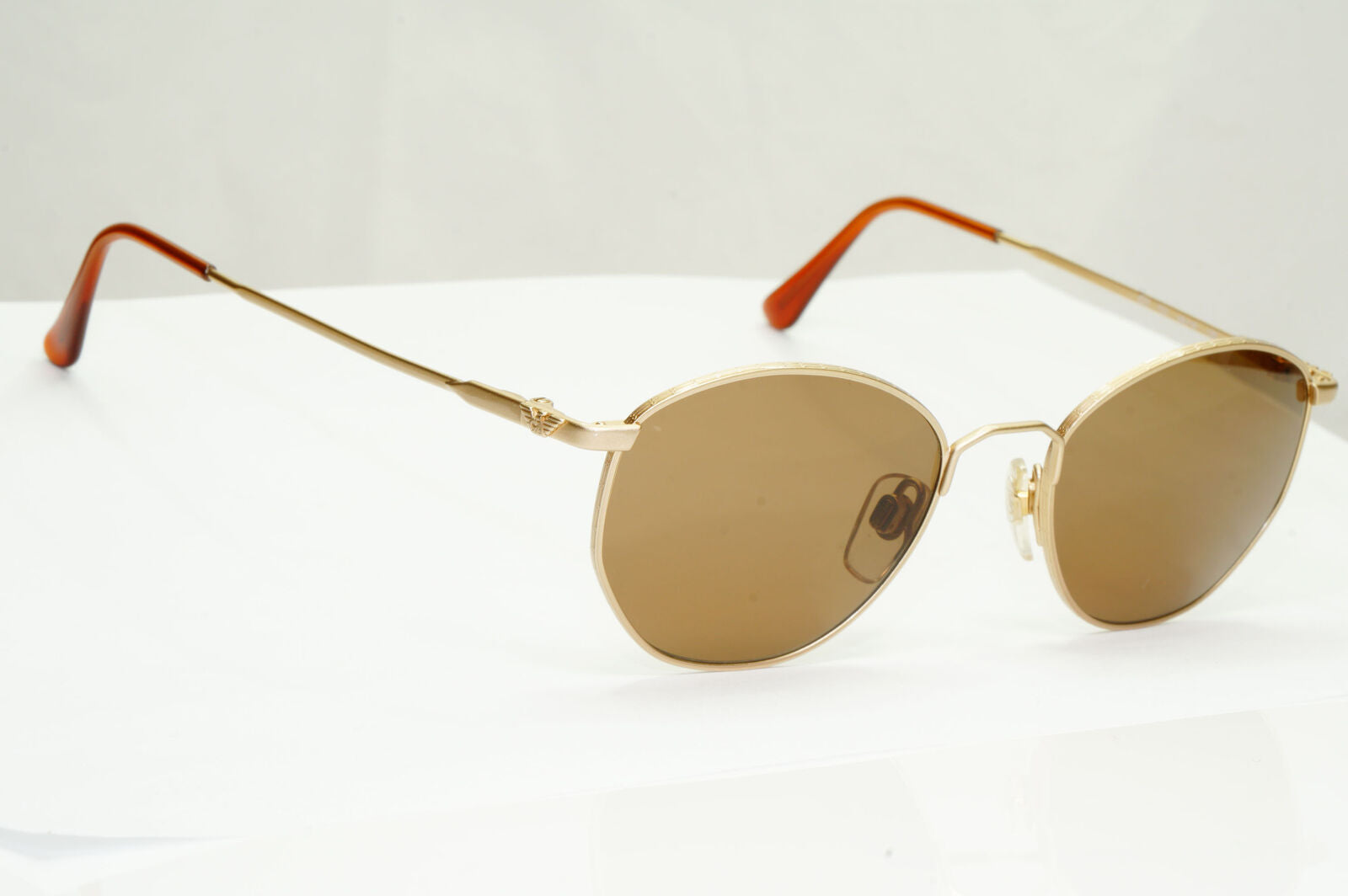 Emporio Armani Sunglasses 1997 Vintage Gold Brown Metal Round 031 703 48mm A