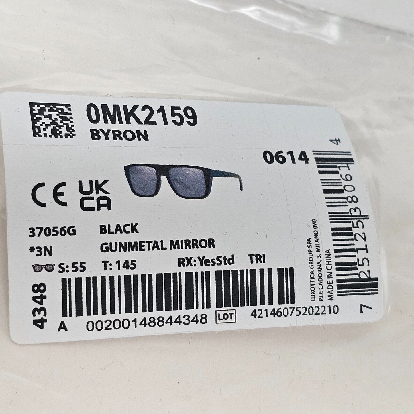 Michael Kors Sunglasses Black Square Grey Gunmetal Mirror MK 2159 Byron 3705/6G