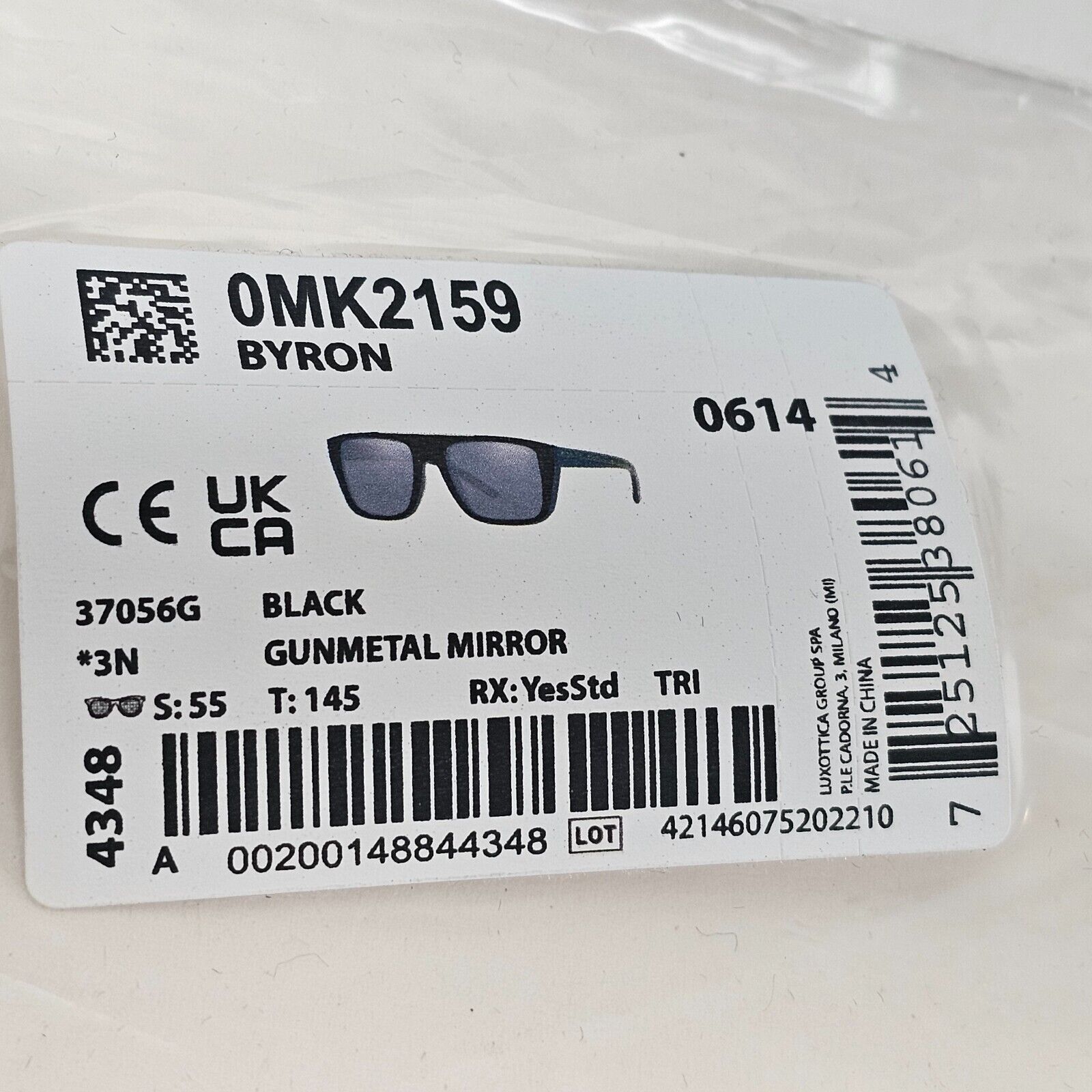 Michael Kors Sunglasses Black Square Grey Gunmetal Mirror MK 2159 Byron 3705/6G