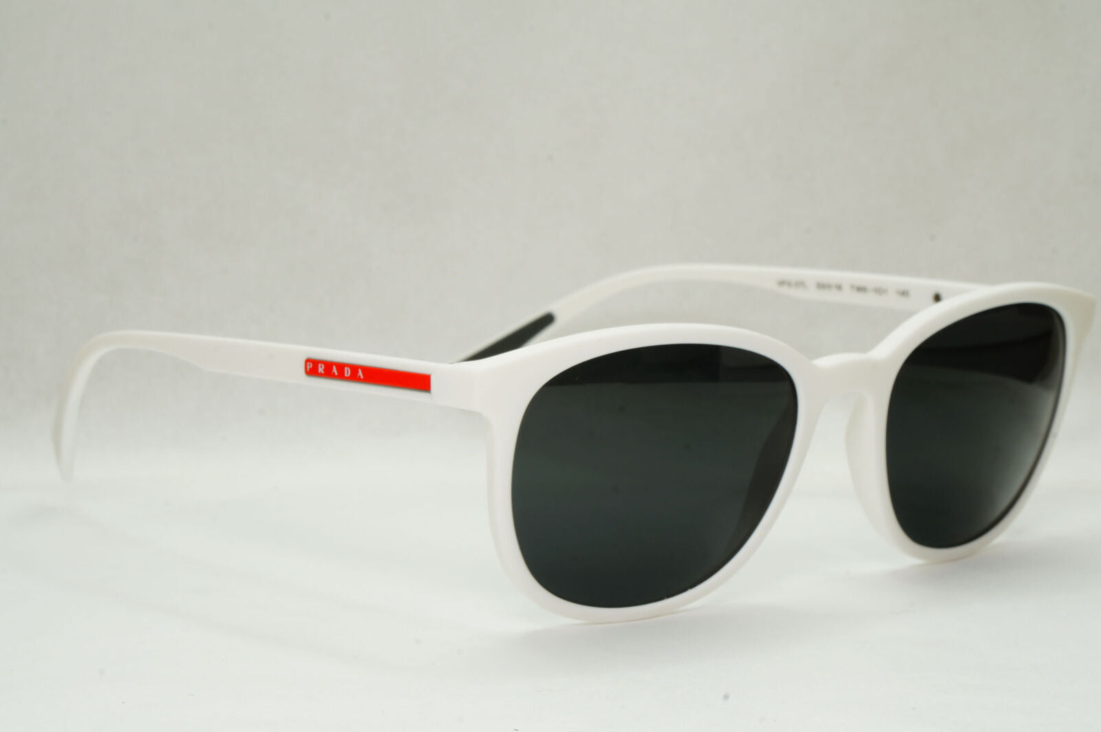 Prada Sunglasses White Black Square Red Stripe PS07LV VPS 07L TWK-1O1 53mm