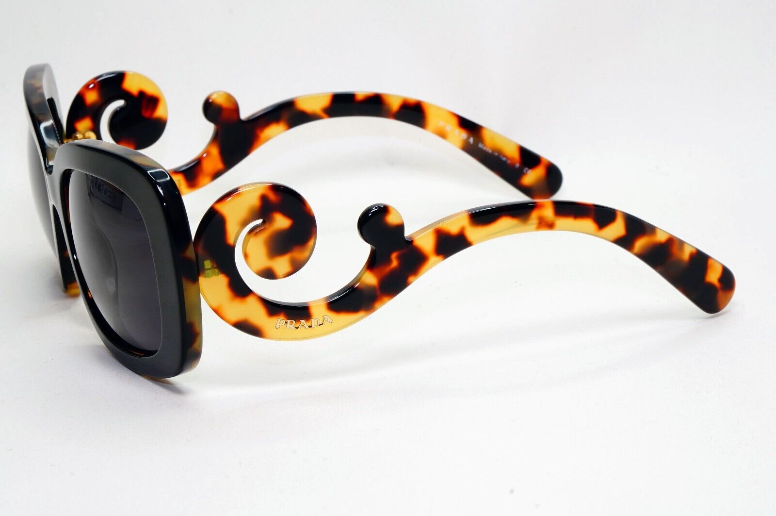 Prada Sunglasses Baroque Swirl Square Black Brown PR27OS SPR 27O NAI-0A7 081124