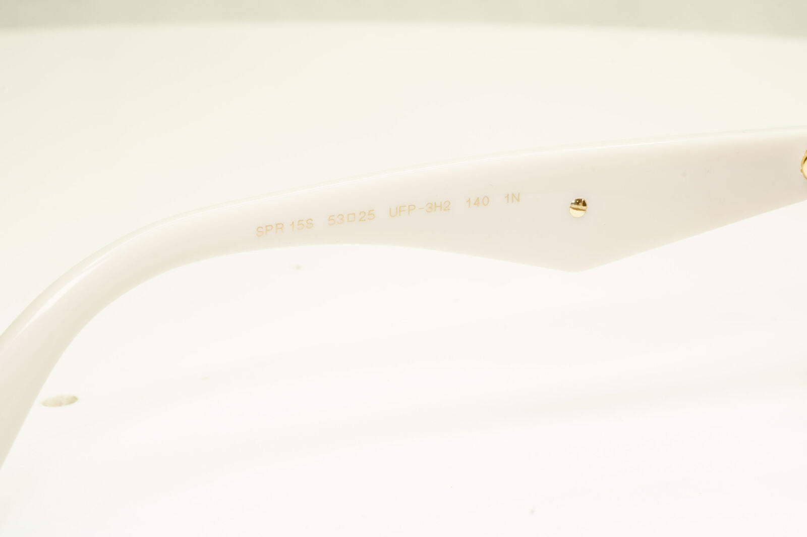 Prada White Ivory Ornate Sunglasses Leather Triangle Gold PR15SS SPR 15S UFP-3H2