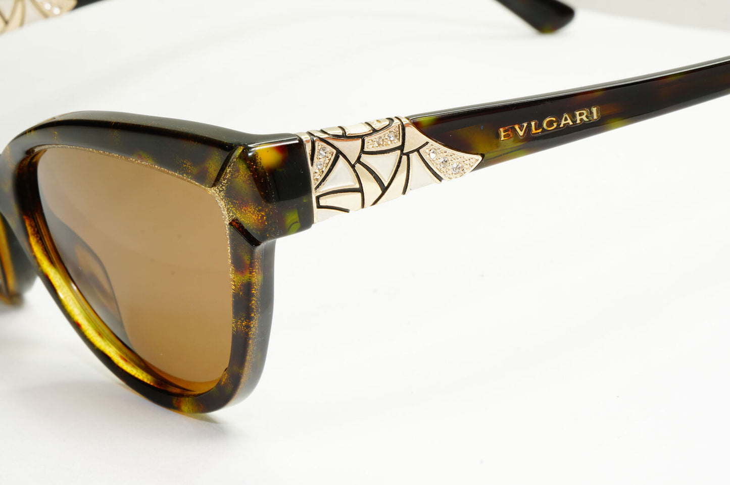 Bvlgari 2015 Sunglasses Brown Gold Diamante Cat Eye 8156-B 5353/13 030123