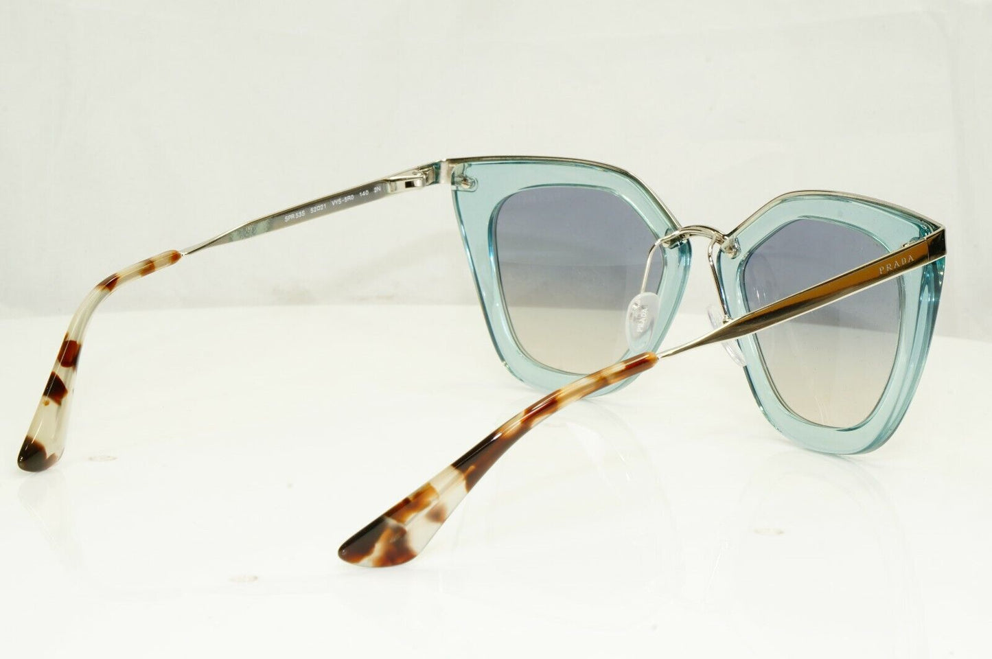 Prada Silver Blue Grey Square Sunglasses Cinema Collection Women SPR 53S VYS-5R0
