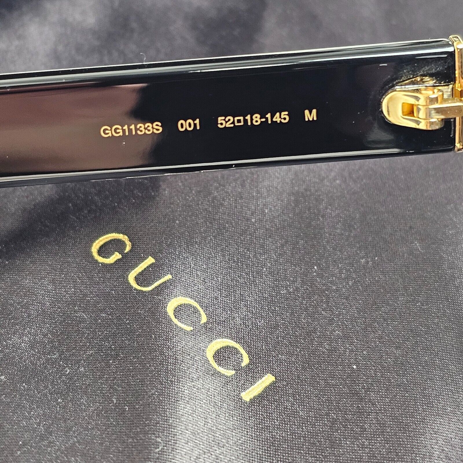 Gucci Sunglasses 2022 Black Glossy Square GG1133S 001 52mm 250125