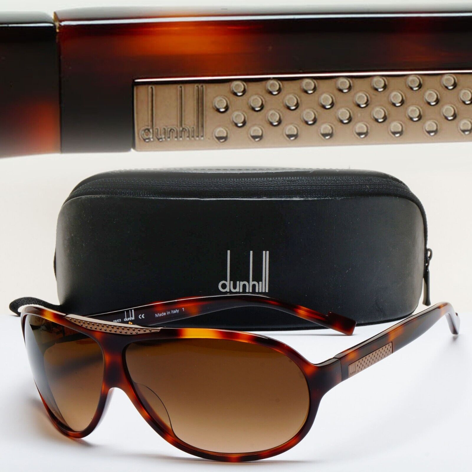 Dunhill Sunglasses 2006 Vintage Brown Tortoise Pilot Wrap DU 54403  211124