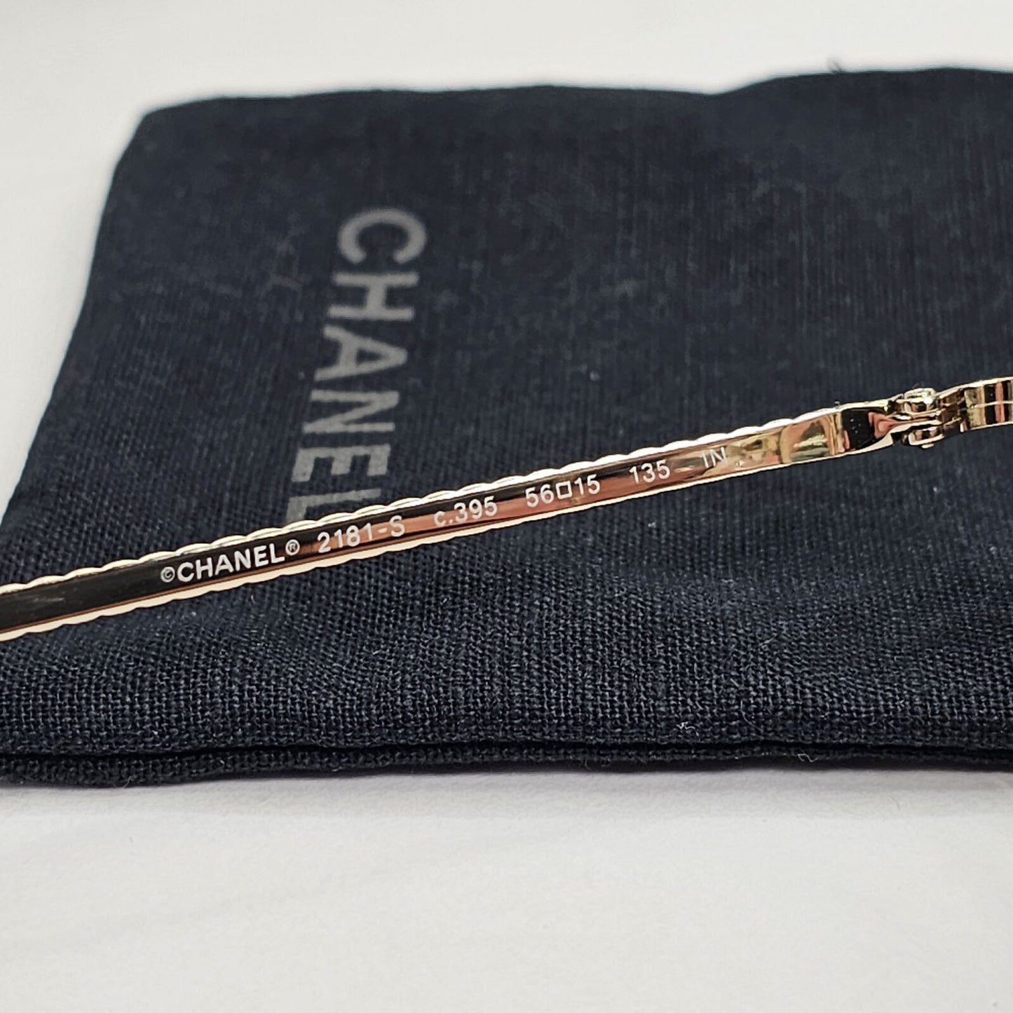 Chanel Sunglasses Gold Brown Square Metal Chain 2181-S c.395 56mm Cat 1