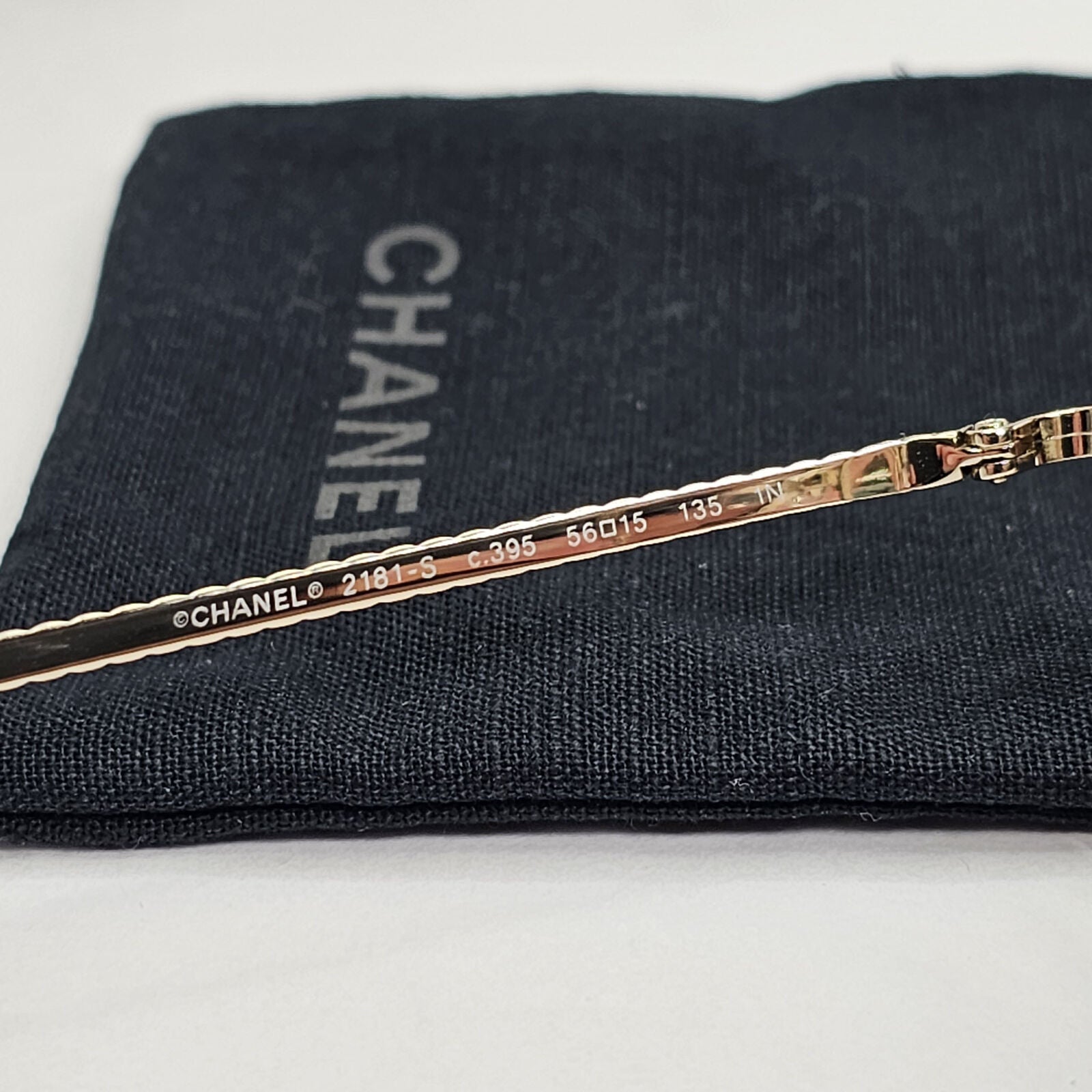 Chanel Sunglasses Gold Brown Square Metal Chain 2181-S c.395 56mm Cat 1