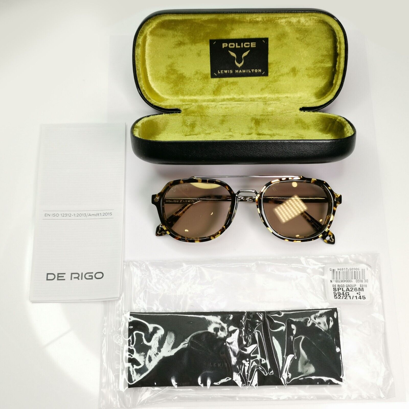 Police Lewis Hamilton F1 Sunglasses Brown Gold Marble 52mm 05 SPL A26 COL 594G