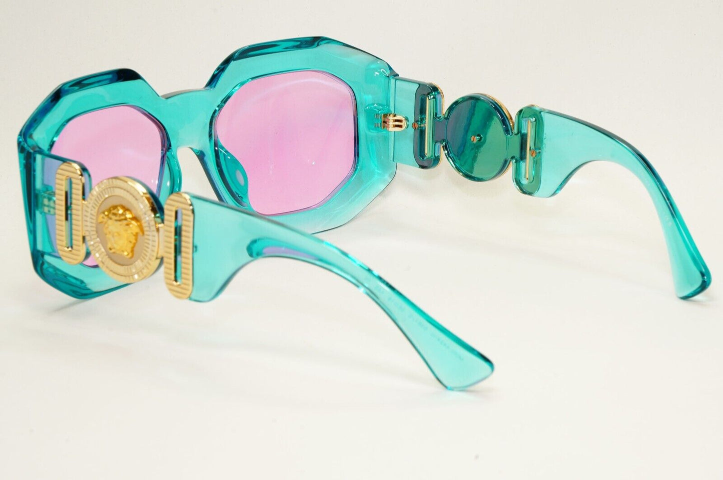 Versace Sunglasses Turquoise Transparent Gold Medusa Fuchsia MOD VE 4424U 5361/5