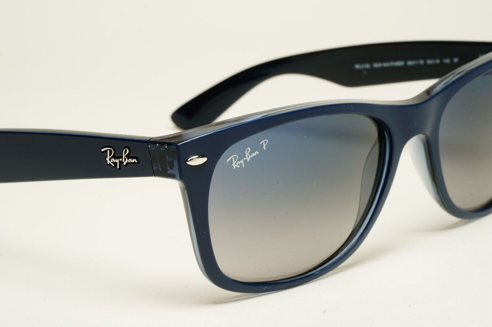 Ray-Ban Sunglasses Polarised New Wayfarer Blue Matte RB 2132 6607/78 58mm