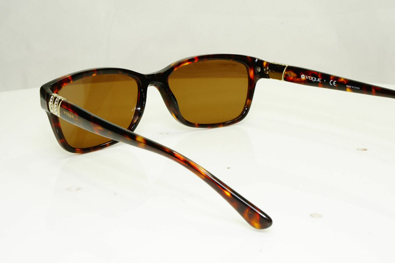 Vogue Tortoiseshell Brown Sunglasses Crystal Gold Rectangle 2765 W656 33498