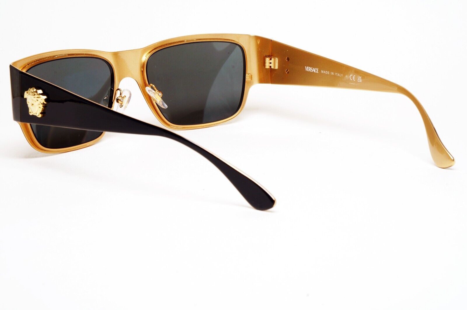 Versace Sunglasses Black Gold Medusa Square Metal MOD VE 2262 1433/87 56mm