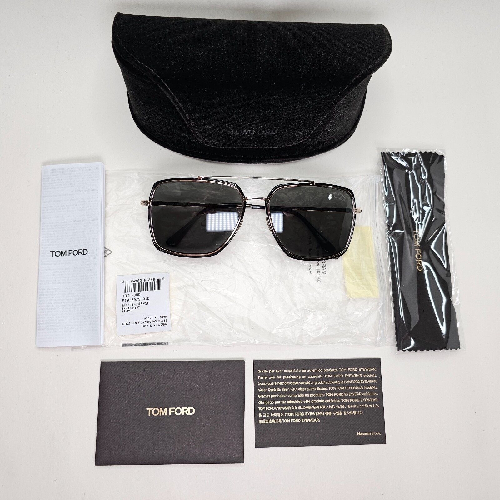 Tom Ford Sunglasses Lionel Polarised Gold Black Navigator FT0750 TF 750 01D 60mm